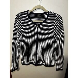 Ann Taylor Polka Dot Zip Up Navy Women’s Small